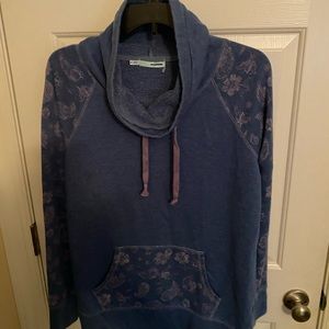 Maurices Hooded Sweatshirt Womens Blue Pullover Kangaroo Pocket Paisley MED